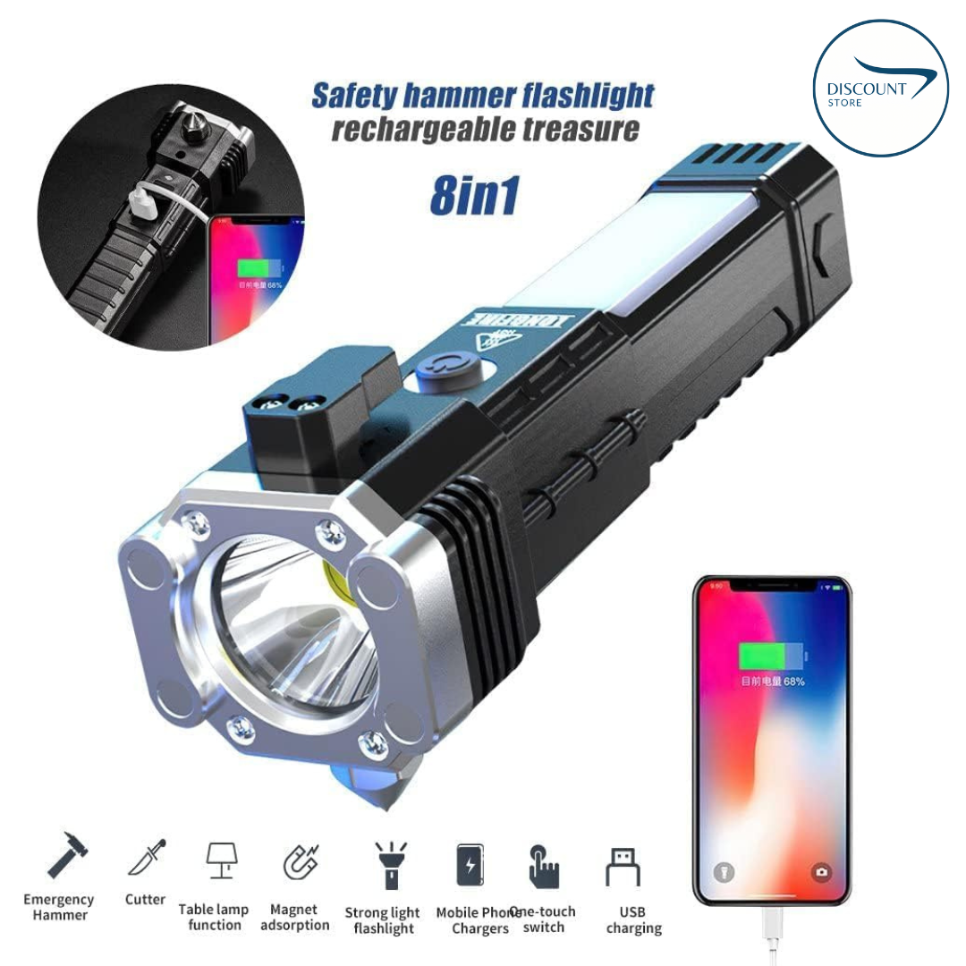 Multifunctional LED Torch Light With Powerbank - (IMPORTED)
