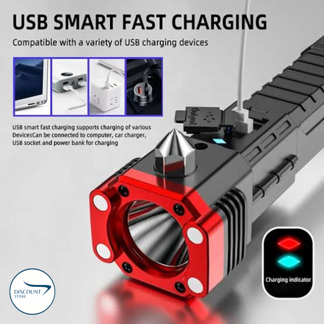 Multifunctional LED Torch Light With Powerbank - (IMPORTED)