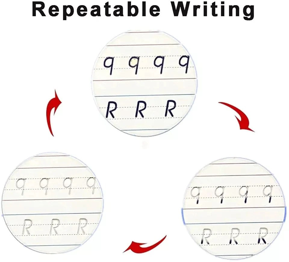 Kids Magic Practice Book (4 Books + 1 Pen + 1 Grip + 8 Refill)