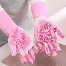 Silicon Washable & Reusable Washing Glovesss