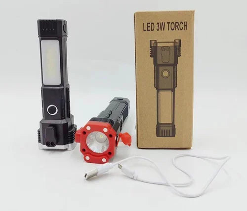 Multifunctional LED Torch Light With Powerbank - (IMPORTED)