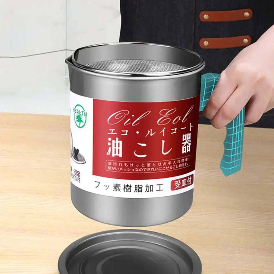 Oil storage and filteration pot with lid
