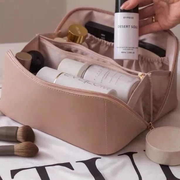 Large Capacity Leather Travel Cosmetic Bag