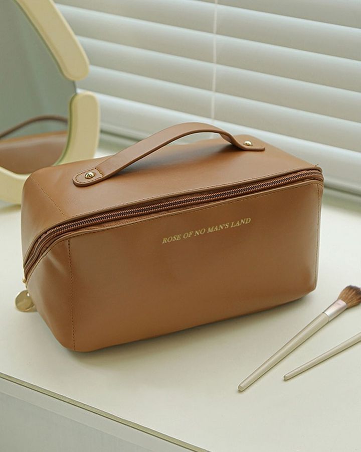 Large Capacity Leather Travel Cosmetic Bag