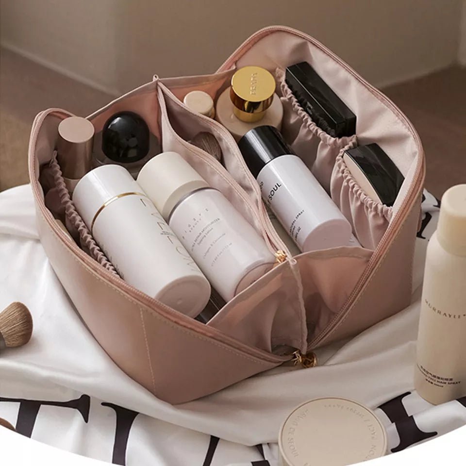 Large Capacity Leather Travel Cosmetic Bag