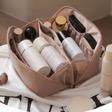 Large Capacity Leather Travel Cosmetic Bag