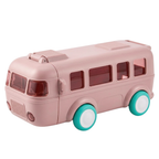 Portable kids drink bottle with bus cartoon style and straw